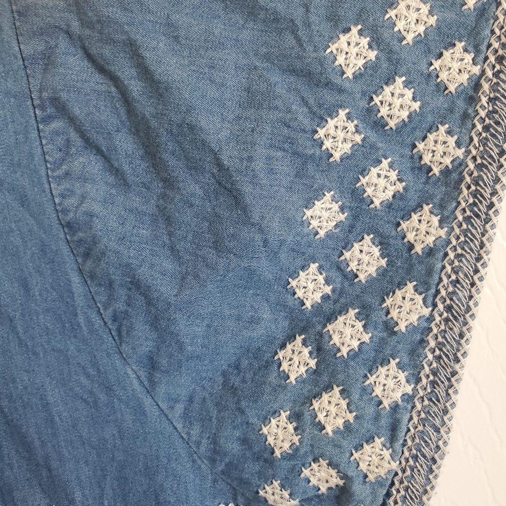 Embroidered Blue Cotton Dress L/XL - Picture 3 of 9